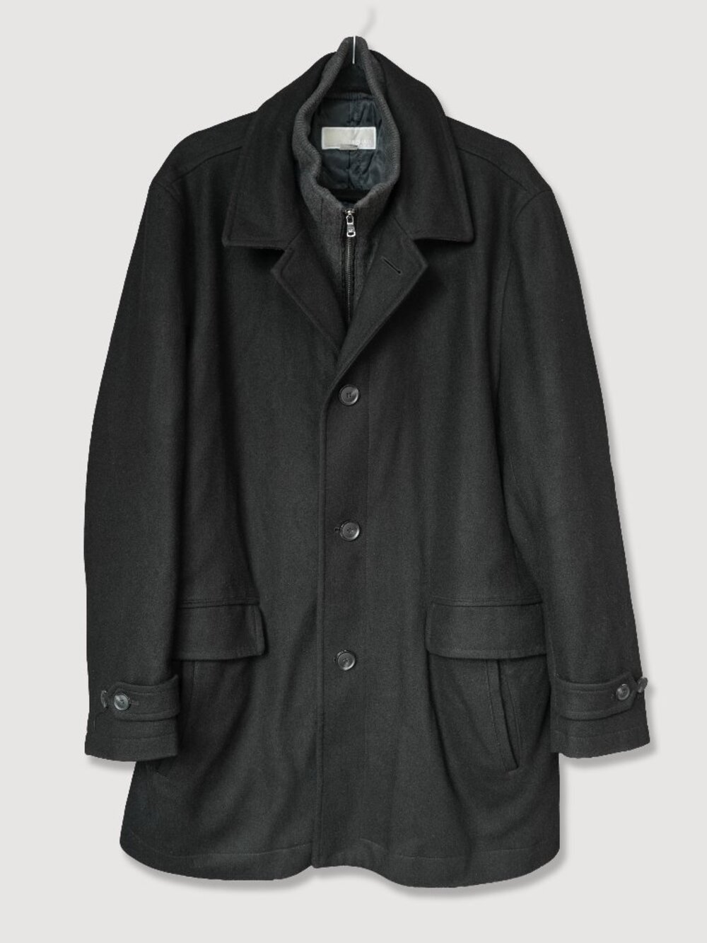 Michael Kors Black Over Coat Men's Wool Blend Classic Button Front Winter Jacket